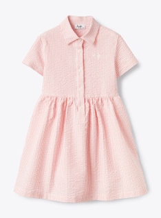 Striped seersucker shirt dress - Pink | Il Gufo