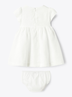 Linen dress with embroidery - White | Il Gufo