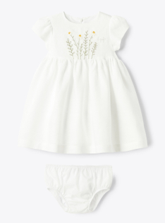 Linen dress with embroidery - White | Il Gufo