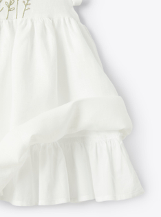 Linen dress with embroidery - White | Il Gufo