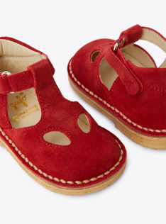 High sandal in nubuck leather with eyelet detailing - Red | Il Gufo