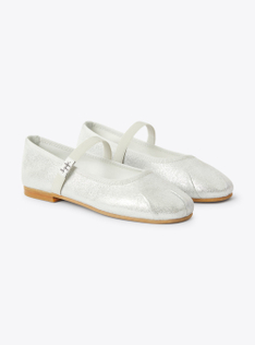 Ballerine in pelle con cinturino elastico - Grigio | Il Gufo
