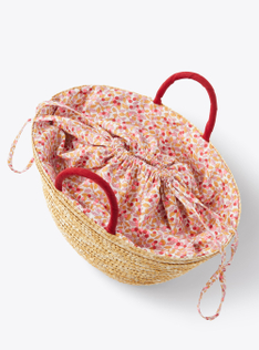 Tasche aus Rafia mit Liberty Fabric-Einsatz - Beige | Il Gufo