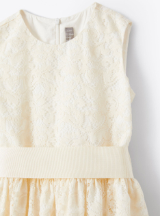 Sleeveless dress in lace with belt - White | Il Gufo