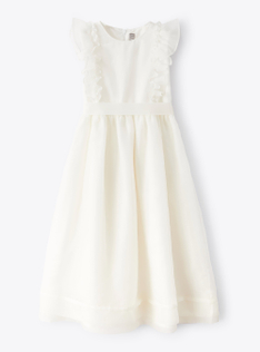 Abito in organza con dettaglio ruche - Bianco | Il Gufo