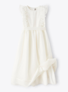 Abito in organza con dettaglio ruche - Bianco | Il Gufo