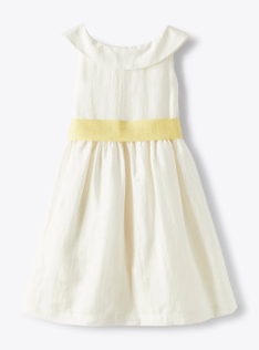 Dress in milky-white shantung linen - Yellow | Il Gufo