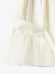 Dress in milky-white shantung linen - Yellow | Il Gufo