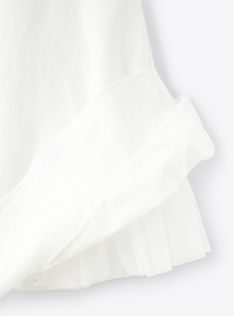 Vestito  in lino con volant  - Bianco | Il Gufo