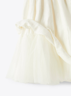 Robe en shantung de lin blanc lait - Blanc | Il Gufo