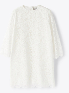 Vestito A-line corto in pizzo di cotone - Bianco | Il Gufo