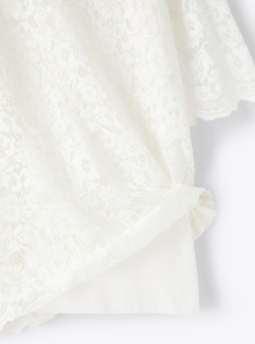 Vestito A-line corto in pizzo di cotone - Bianco | Il Gufo