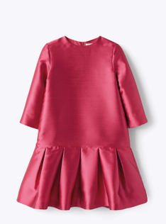 Dress in fuchsia-pink mikado - Red | Il Gufo