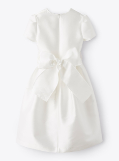 Kleid mit Gürtel aus Mikadostoff - Weiss | Il Gufo