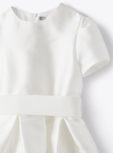 Kleid mit Gürtel aus Mikadostoff - Weiss | Il Gufo