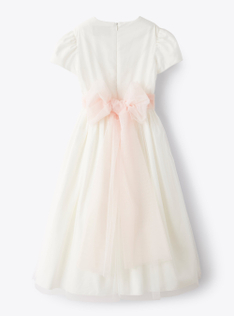 Vestito in tulle con cintura a contrasto - Bianco | Il Gufo