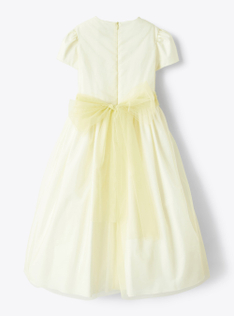 Tulle dress with raw-cut belt in yellow - Yellow | Il Gufo