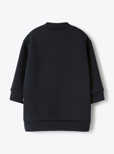 Fleece dress with embroidered cat design - Blue | Il Gufo