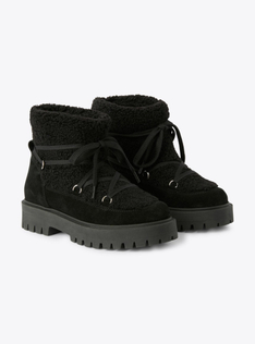 Curly eco-fur and suede ankle boot - Черный | Il Gufo