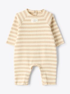Striped knitted romper - Beige | Il Gufo