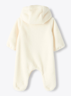 Fleece romper with feet and hood - White | Il Gufo