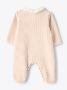 Viscose-blend romper with ruffles - Pink | Il Gufo