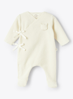Kimono fleecy terry cloth bodysuit - White | Il Gufo