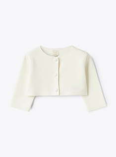 Organic cotton knit cardigan - White | Il Gufo