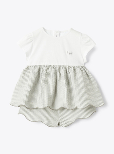 Two-piece baby set in Jersey and seersucker - Grey | Il Gufo