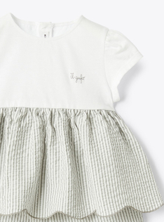 Two-piece baby set in Jersey and seersucker - Grey | Il Gufo