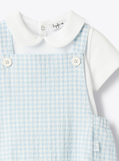 Dungaree outfit in jersey and seersucker - Light blue | Il Gufo