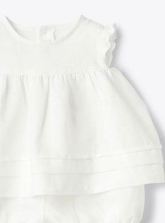 Two-piece linen set with pleated detail - White | Il Gufo