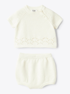 Completo in cotone organico - Bianco | Il Gufo