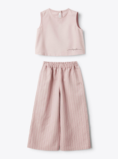 Set in striped viscose - Pink | Il Gufo