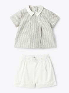 Seersucker and cotton set - Grey | Il Gufo
