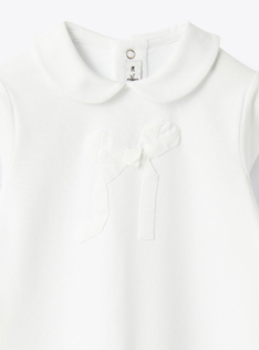 Jersey romper with a bow - White | Il Gufo