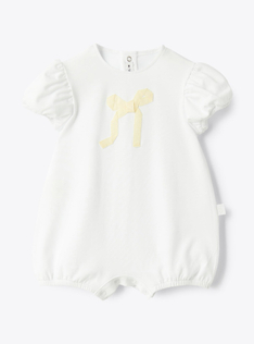 Jersey romper with a bow - White | Il Gufo