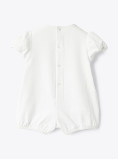 Jersey romper with a bow - White | Il Gufo