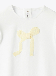 Jersey romper with a bow - White | Il Gufo