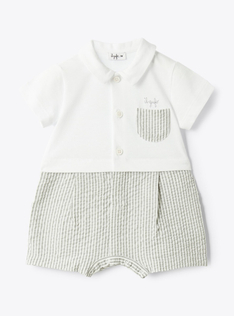 Striped seersucker romper - Grey | Il Gufo