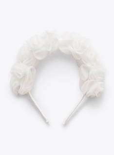 Headband with tulle flowers - White | Il Gufo