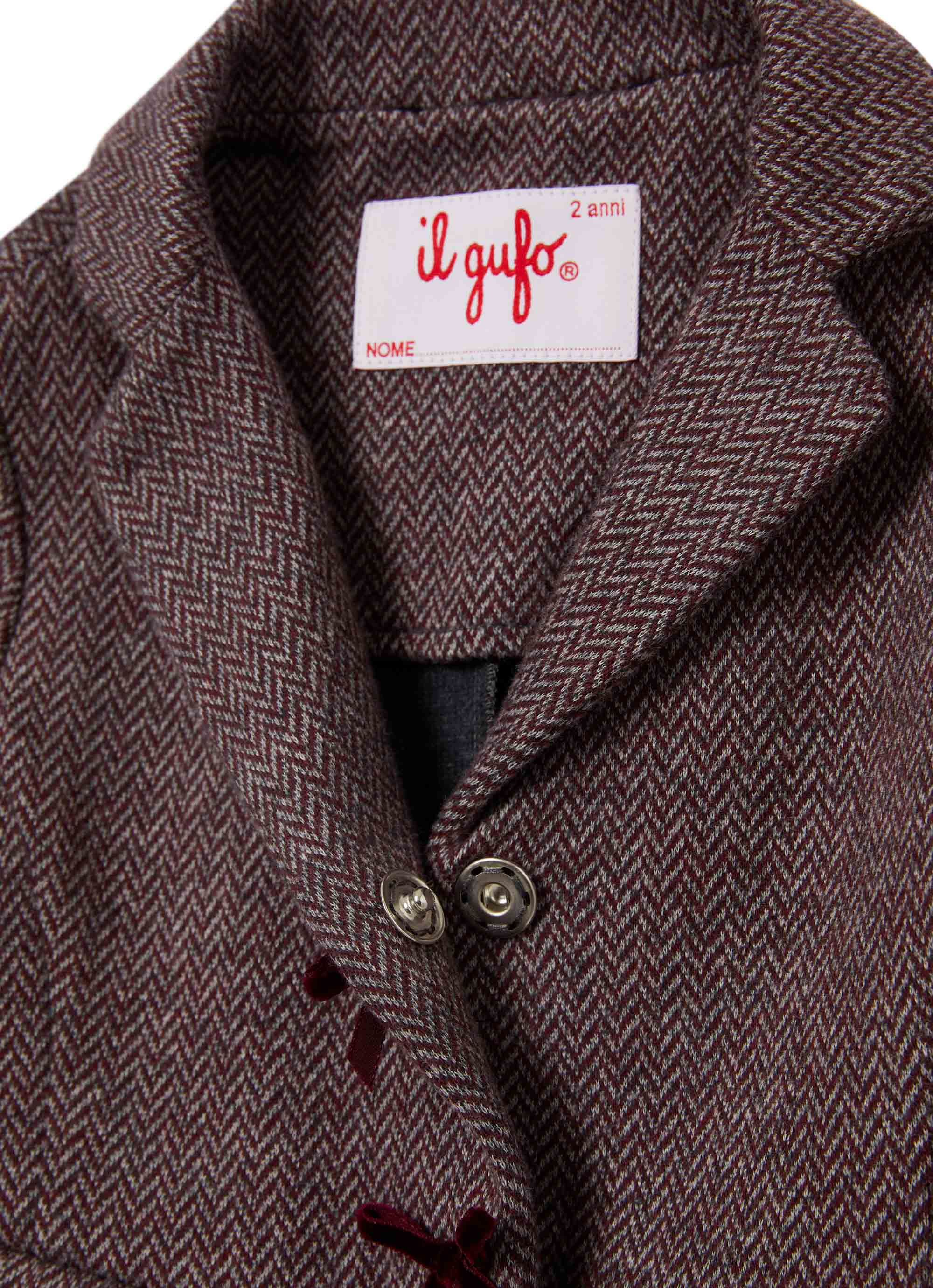 Herringbone fleece blazer with bows - Red | Il Gufo