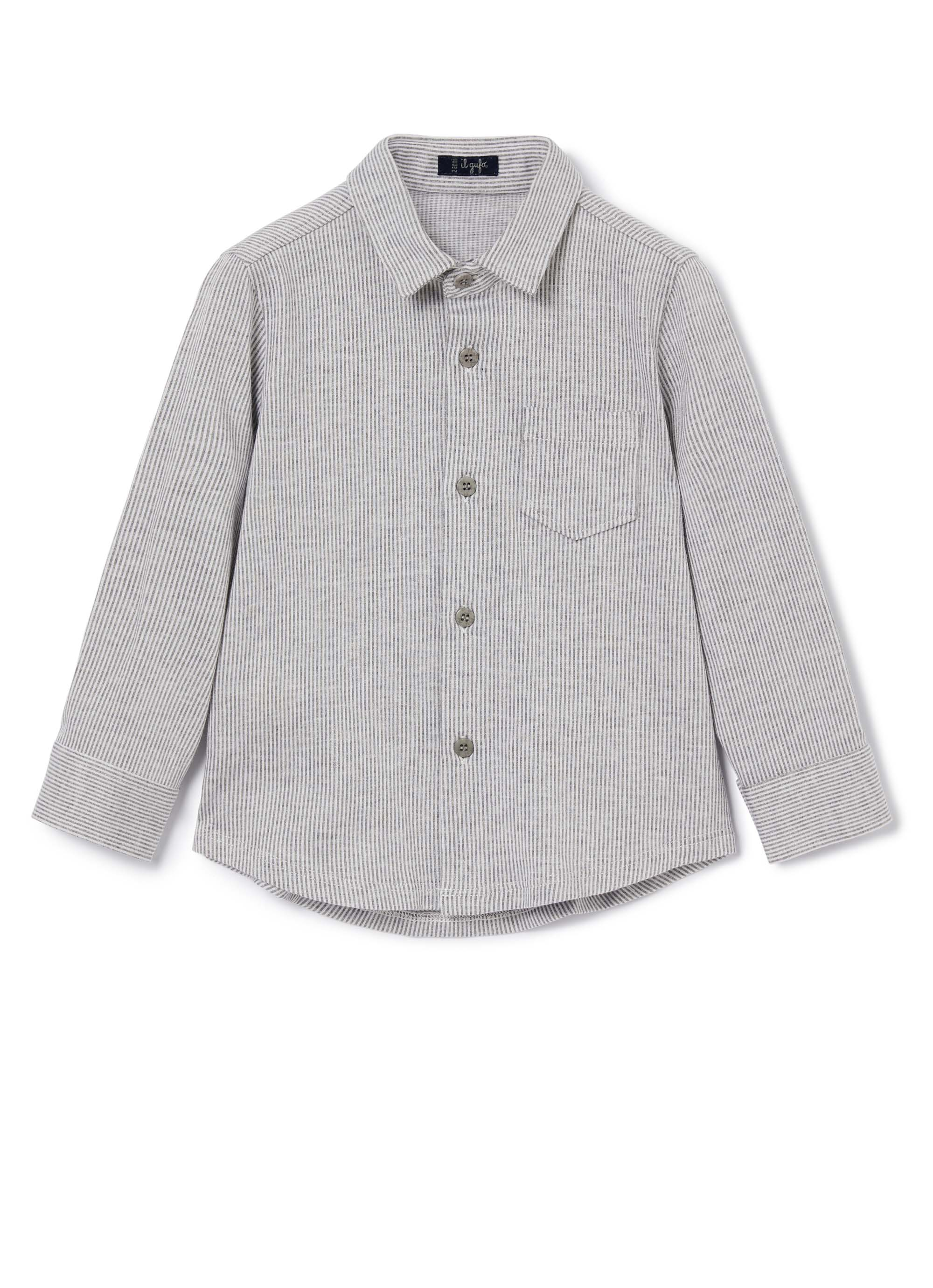 Jersey shirt with cloud micro-stripes - Grey | Il Gufo