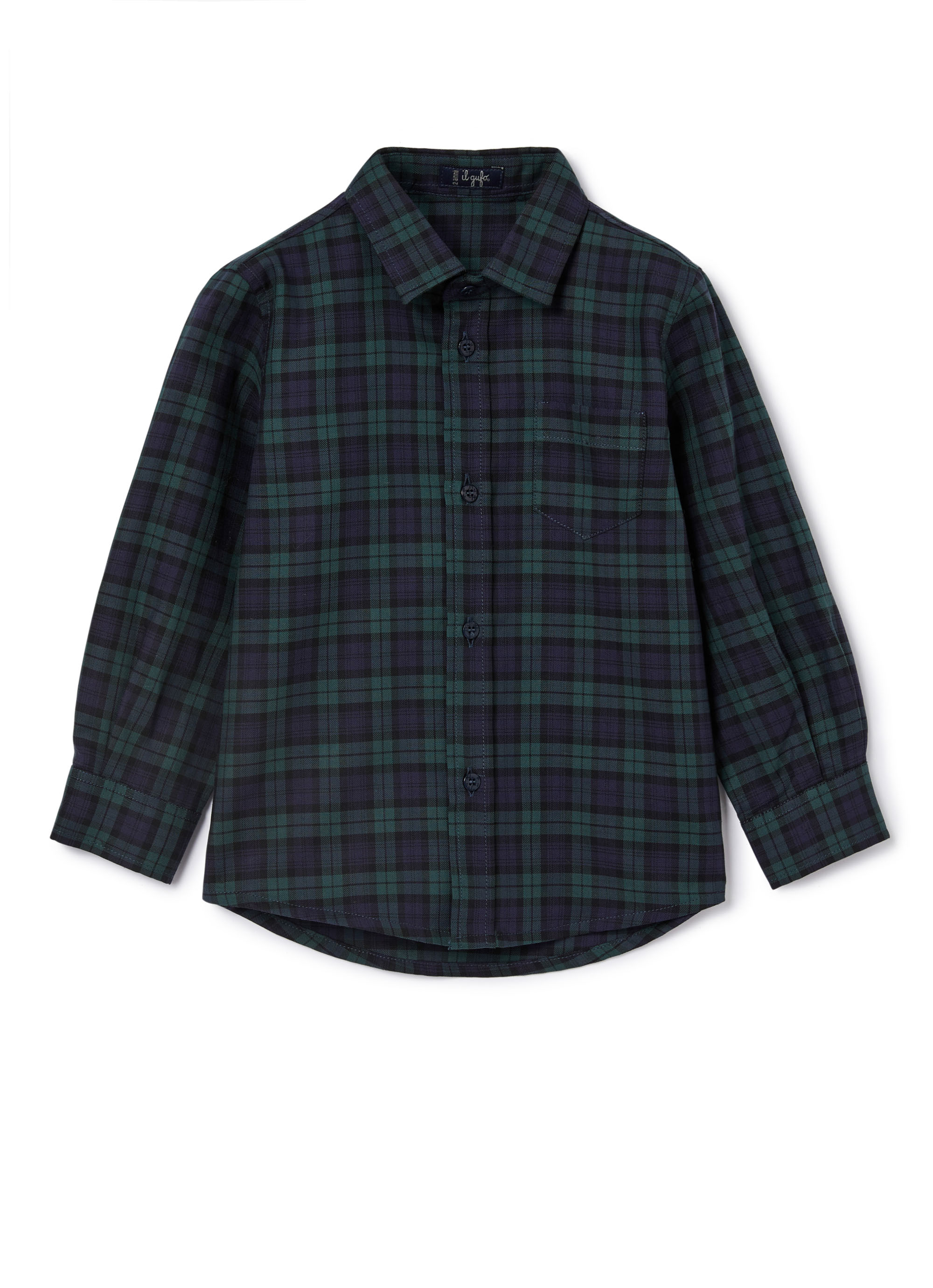 Long-sleeved tartan shirt - Green | Il Gufo