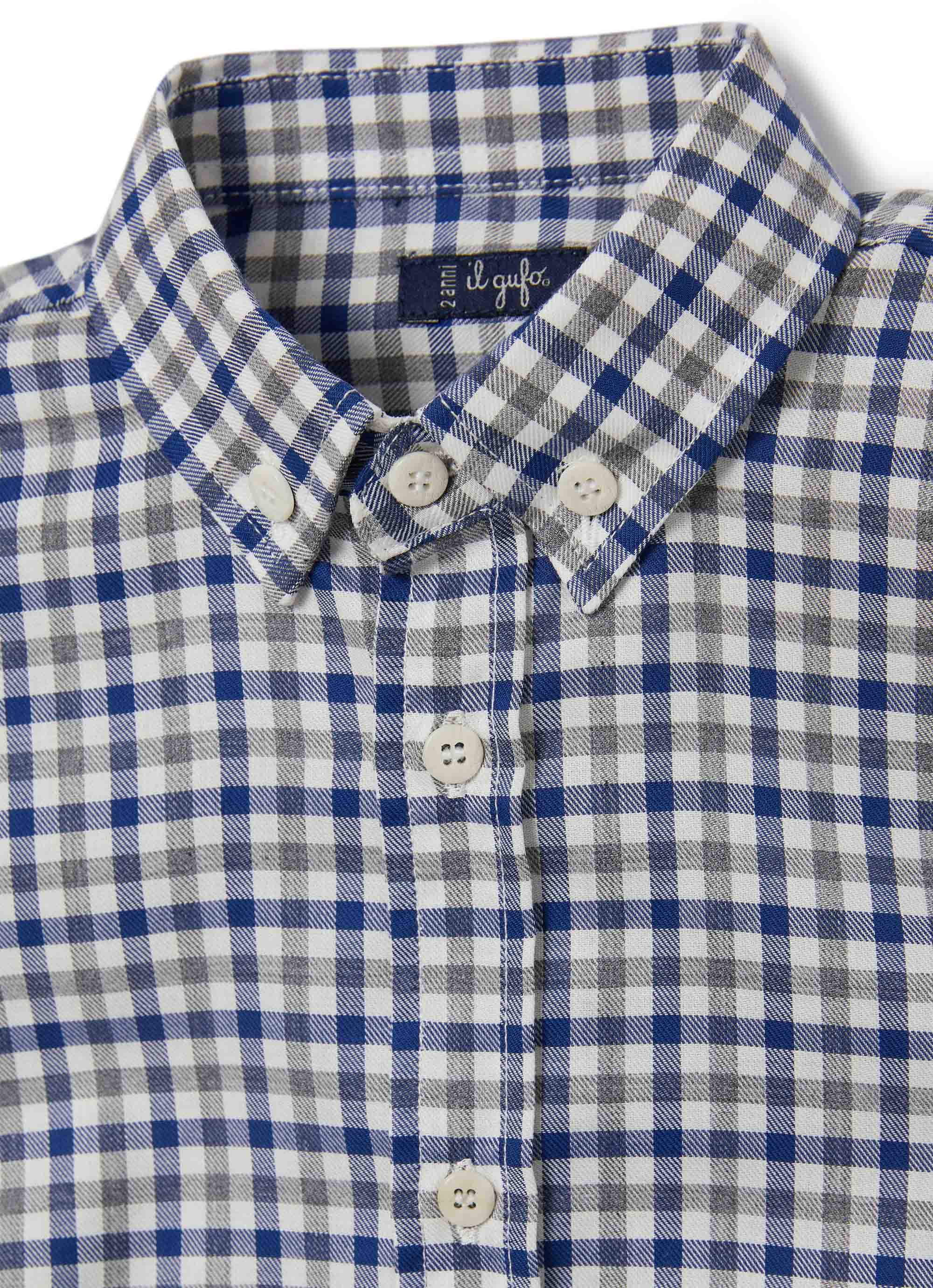 Checked cotton shirt - Blue | Il Gufo
