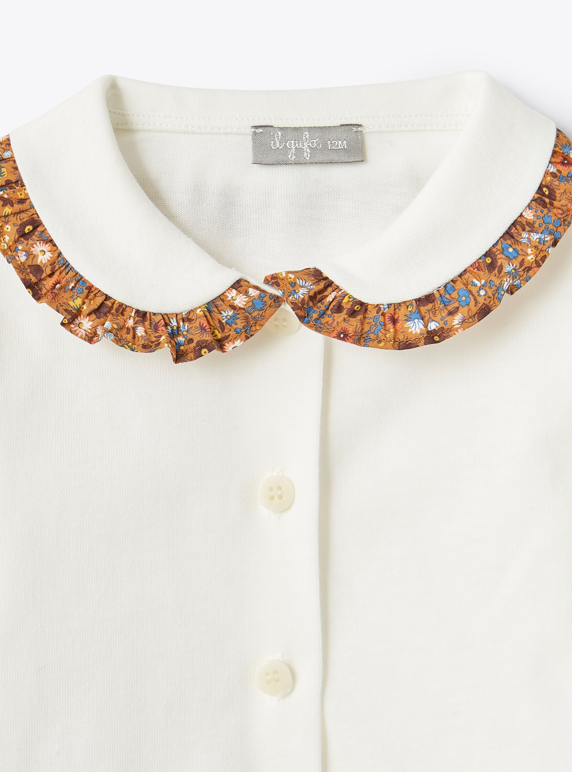 Floral print collar jersey blouse - White | Il Gufo