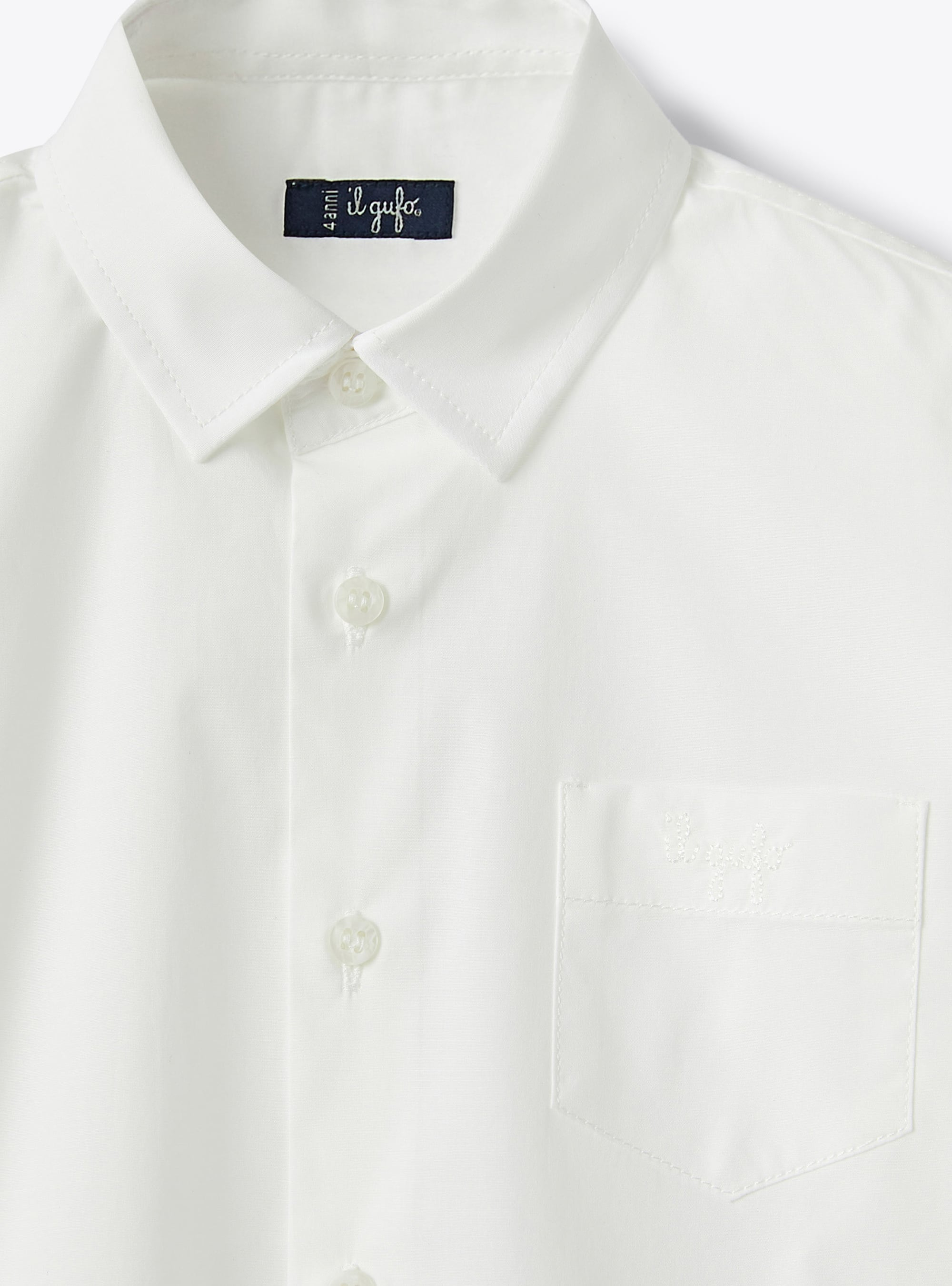 Chemise à manches longues en coton - Blanc | Il Gufo