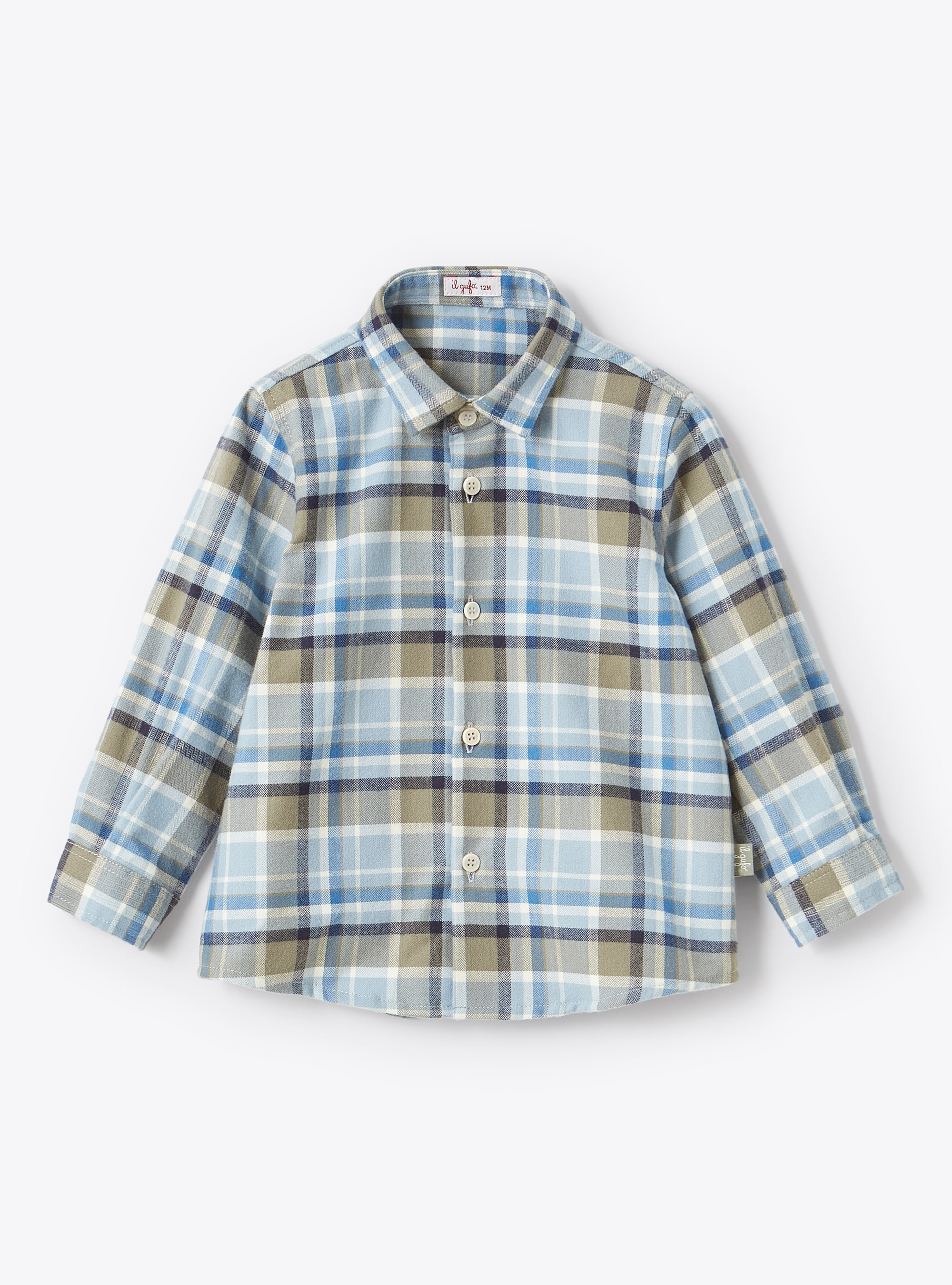 Light blue check regular fit shirt - Blue | Il Gufo