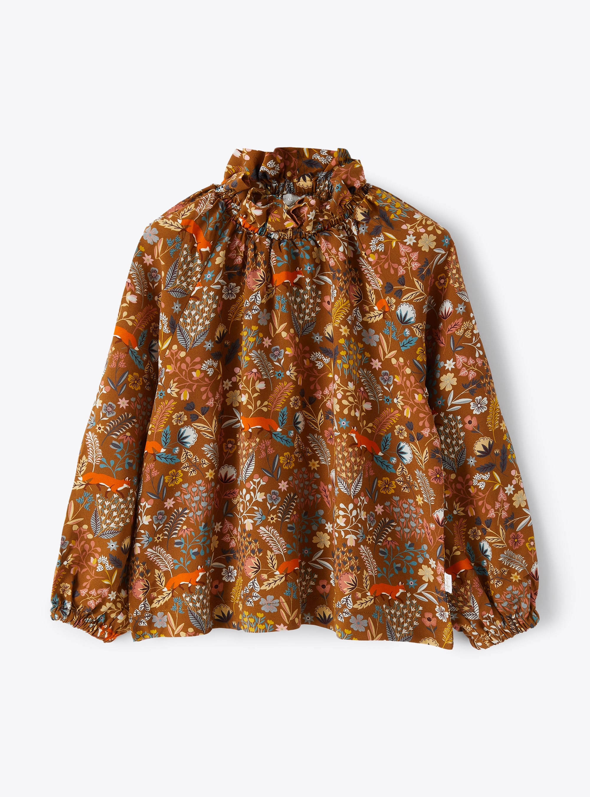 Fox patterned grey blouse - Brown | Il Gufo