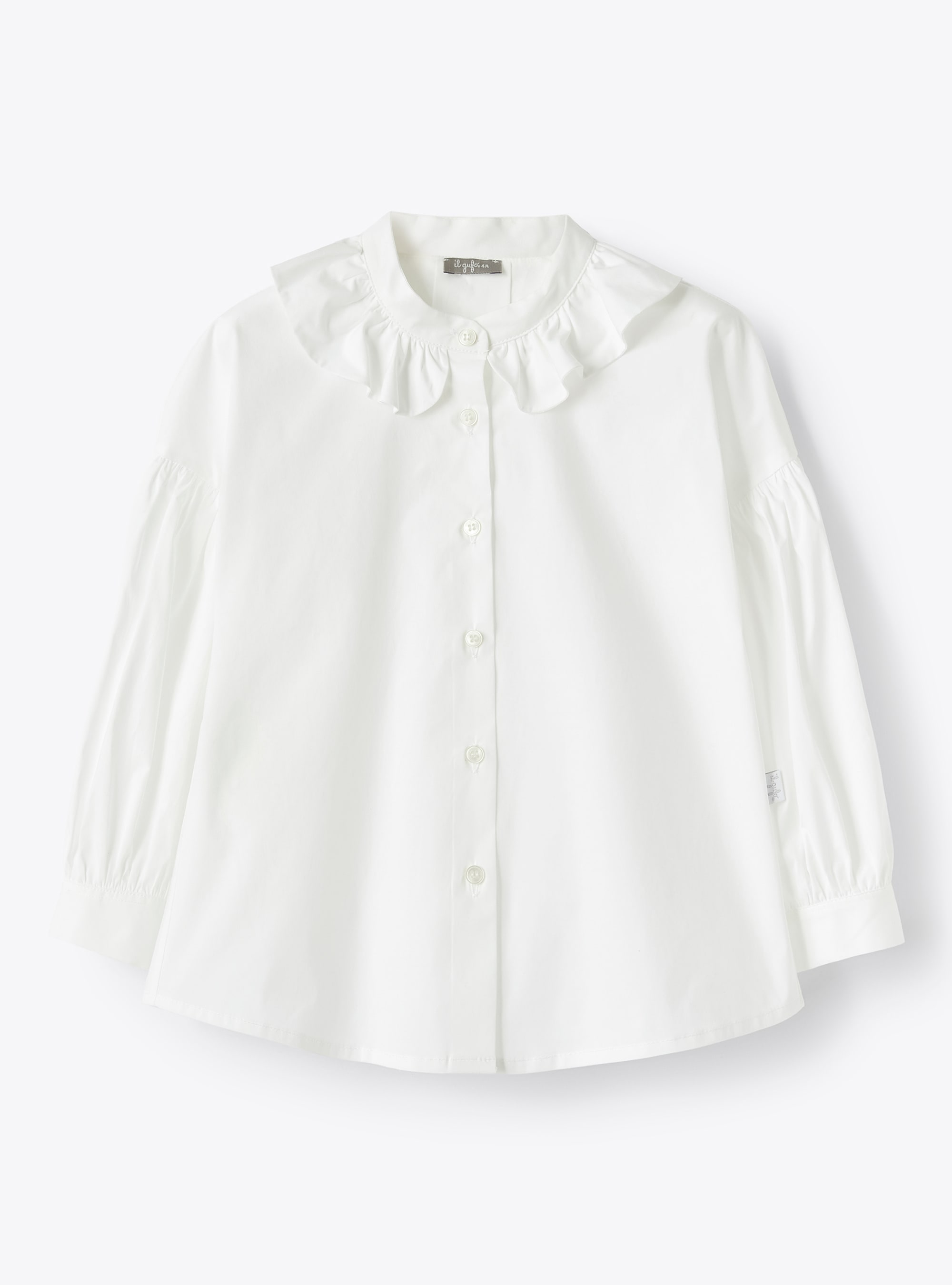 Bluse aus Popeline mit Volant - Hemden - Il Gufo